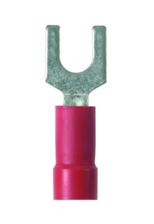 Panduit PV18-8F-CY Fork Terminal, Vinyl Insulated, 22 - 16 AWG, #8 Stud Size, Funnel Entry, Red (100-Pack)