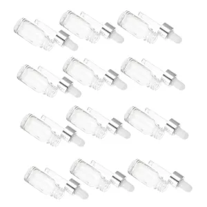 PartyKindom 12 Pack Glass Dropper Bottles Leakproof Essential Oil Bottles for Travel Aromatherapy Perfume Reusable Multi-function