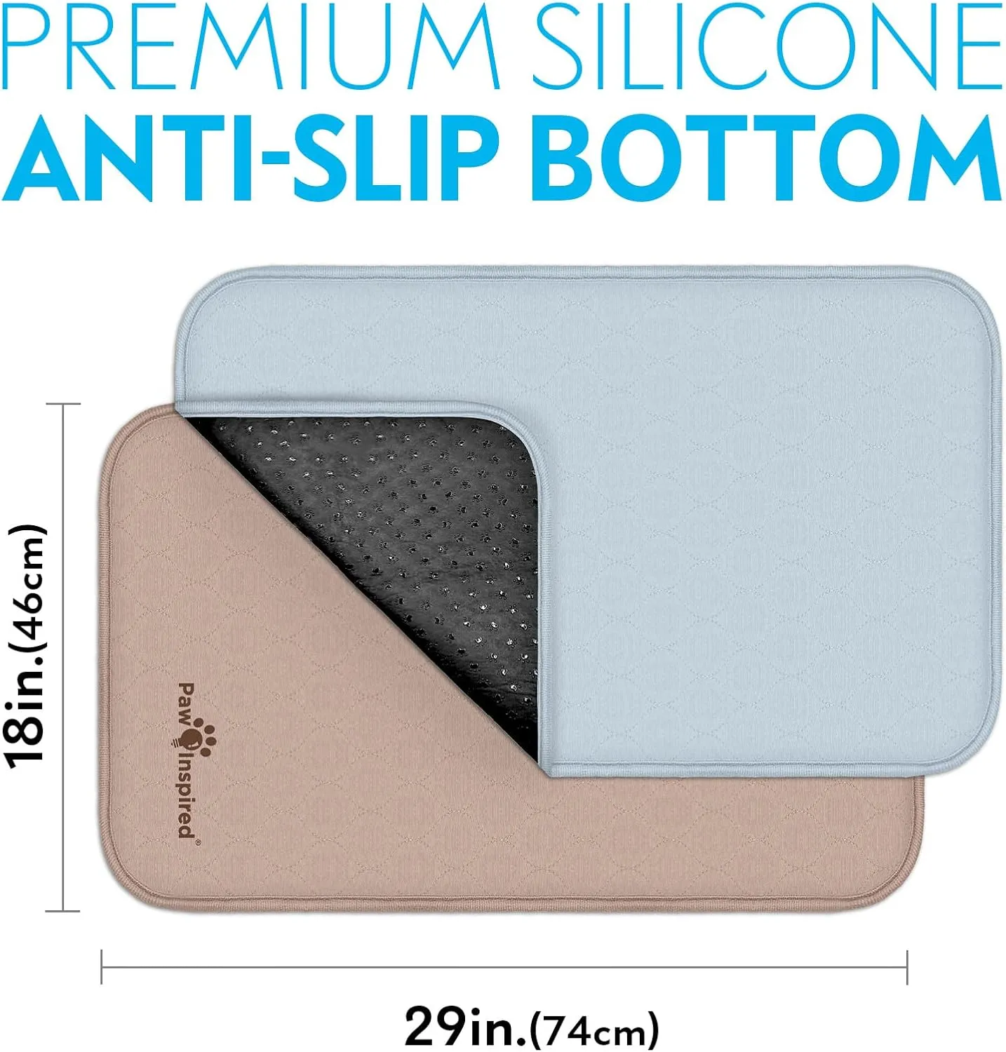 Paw Inspired Washable Crate Liners for Dogs (2 Pack) | Leakproof, Non-Slip Pee Pads for 30-Inch Kennels | Reusable Puppy Pads for Potty Training, Whelping, Waterproof Mat (29"x18" Size, Pack of 2)