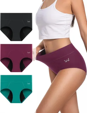 Period Underwear For Women Heavy Flow, Leakproof Panties High Waisted Cotton Postpartum Teens Hipster Briefs 3 Pack