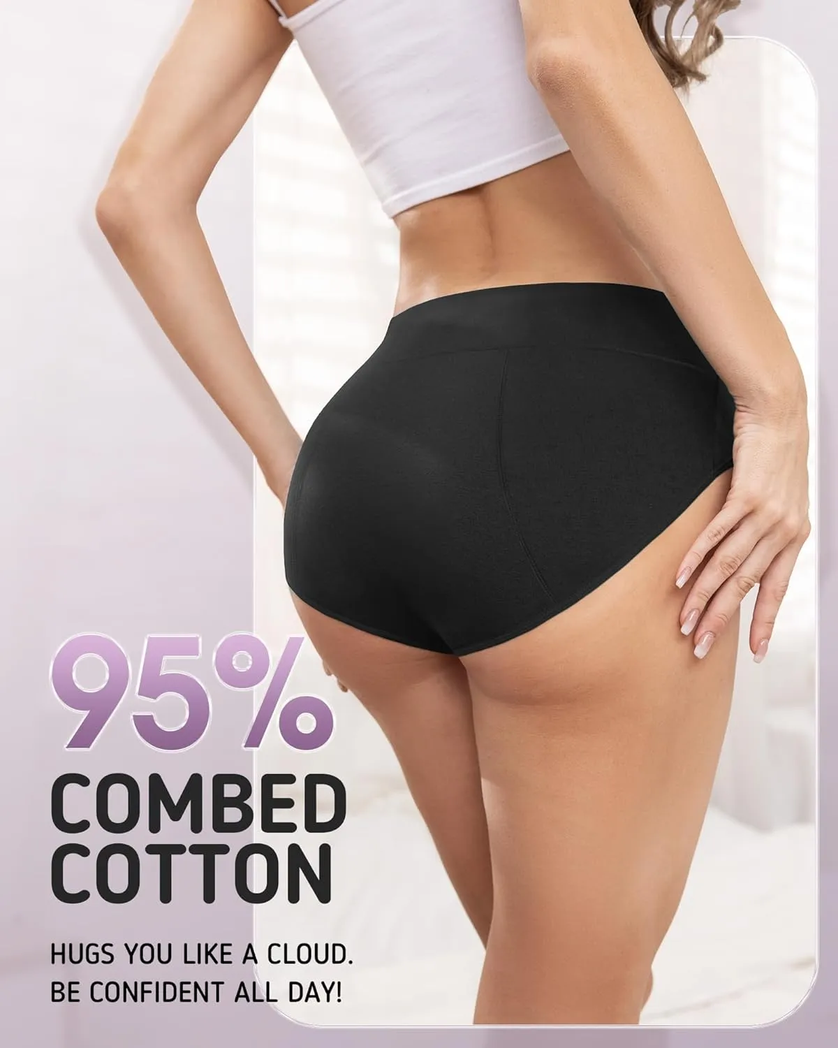Period Underwear For Women Heavy Flow, Leakproof Panties High Waisted Cotton Postpartum Teens Hipster Briefs 3 Pack
