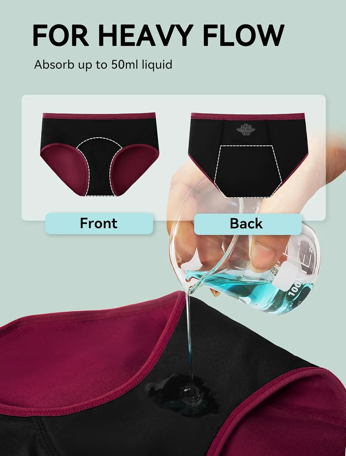 Period Underwear for Women Heavy Flow Soft Absorbent Menstrual Panties Teens Incontinence Leakproof 3 Pack