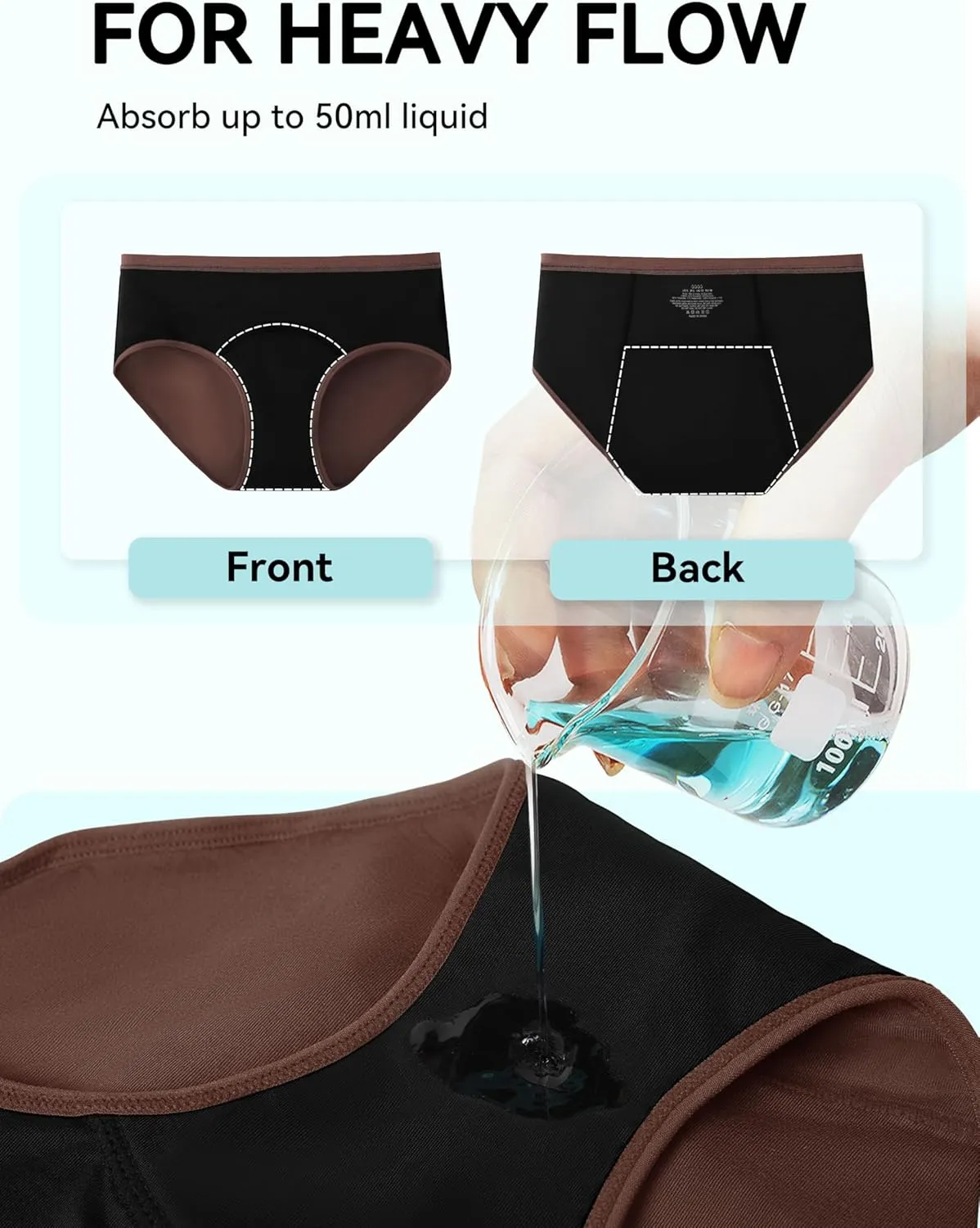 Period Underwear for Women Heavy Flow Soft Absorbent Menstrual Panties Teens Incontinence Leakproof 3 Pack