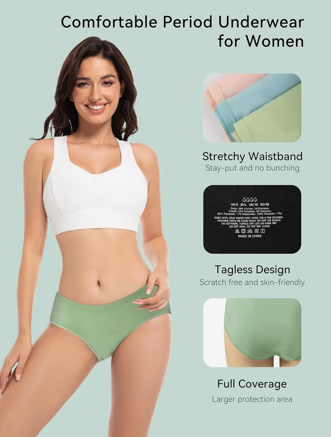 Period Underwear for Women Heavy Flow Soft Absorbent Menstrual Panties Teens Incontinence Leakproof 3 Pack