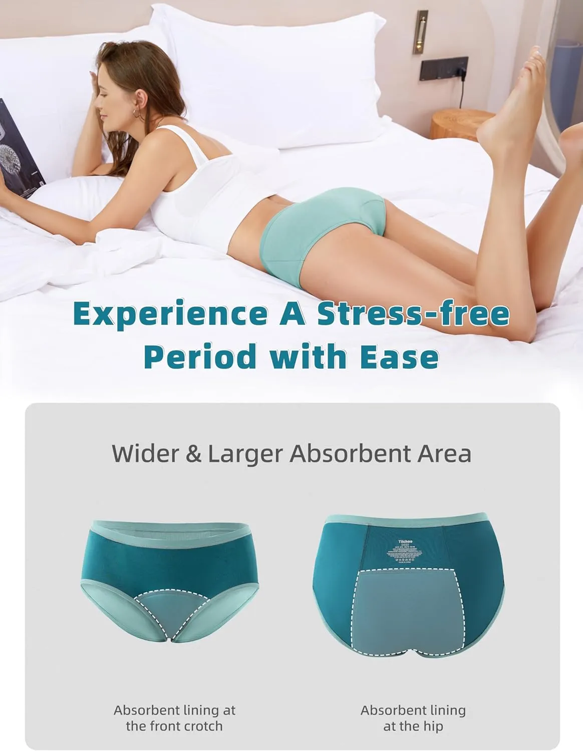 Period Underwear for Women Heavy Flow Soft Menstrual Panties Teens Ladies Leakproof Incontinence 5 Pack