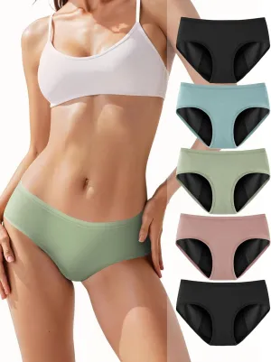 Period Underwear for Women Heavy Flow Soft Menstrual Panties Teens Ladies Leakproof Incontinence 5 Pack