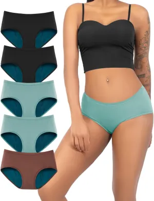 Period Underwear for Women Heavy Flow Soft Menstrual Panties Teens Ladies Leakproof Incontinence 5 Pack