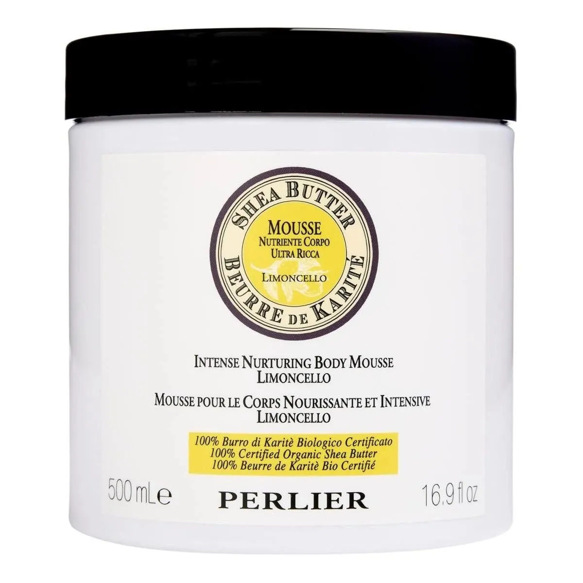 Perlier Shea Butter and Limoncello Body Mousse, Moisturizing Body Cream, 16.9 oz