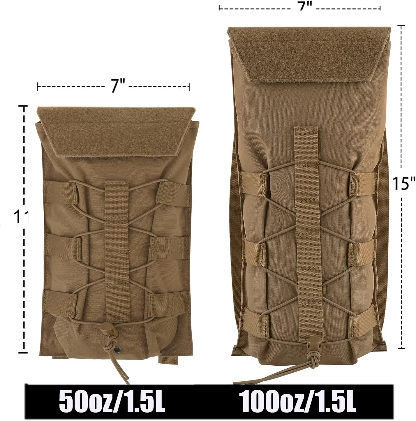 PETAC GEAR 1.5L / 3L Tactical Hydration Pack，Molle Carrier Pouch for 50 oz /100 oz Hydration Bladder Daypack Water Backpack.