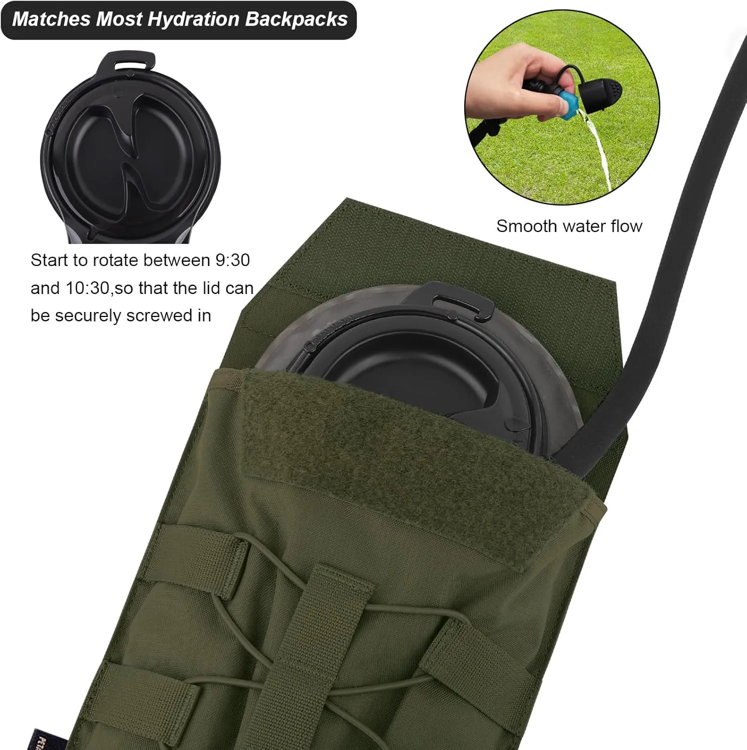 PETAC GEAR 1.5L / 3L Tactical Hydration Pack，Molle Carrier Pouch for 50 oz /100 oz Hydration Bladder Daypack Water Backpack.