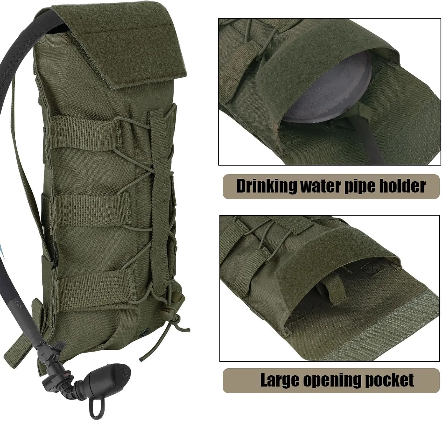 PETAC GEAR 1.5L / 3L Tactical Hydration Pack，Molle Carrier Pouch for 50 oz /100 oz Hydration Bladder Daypack Water Backpack.