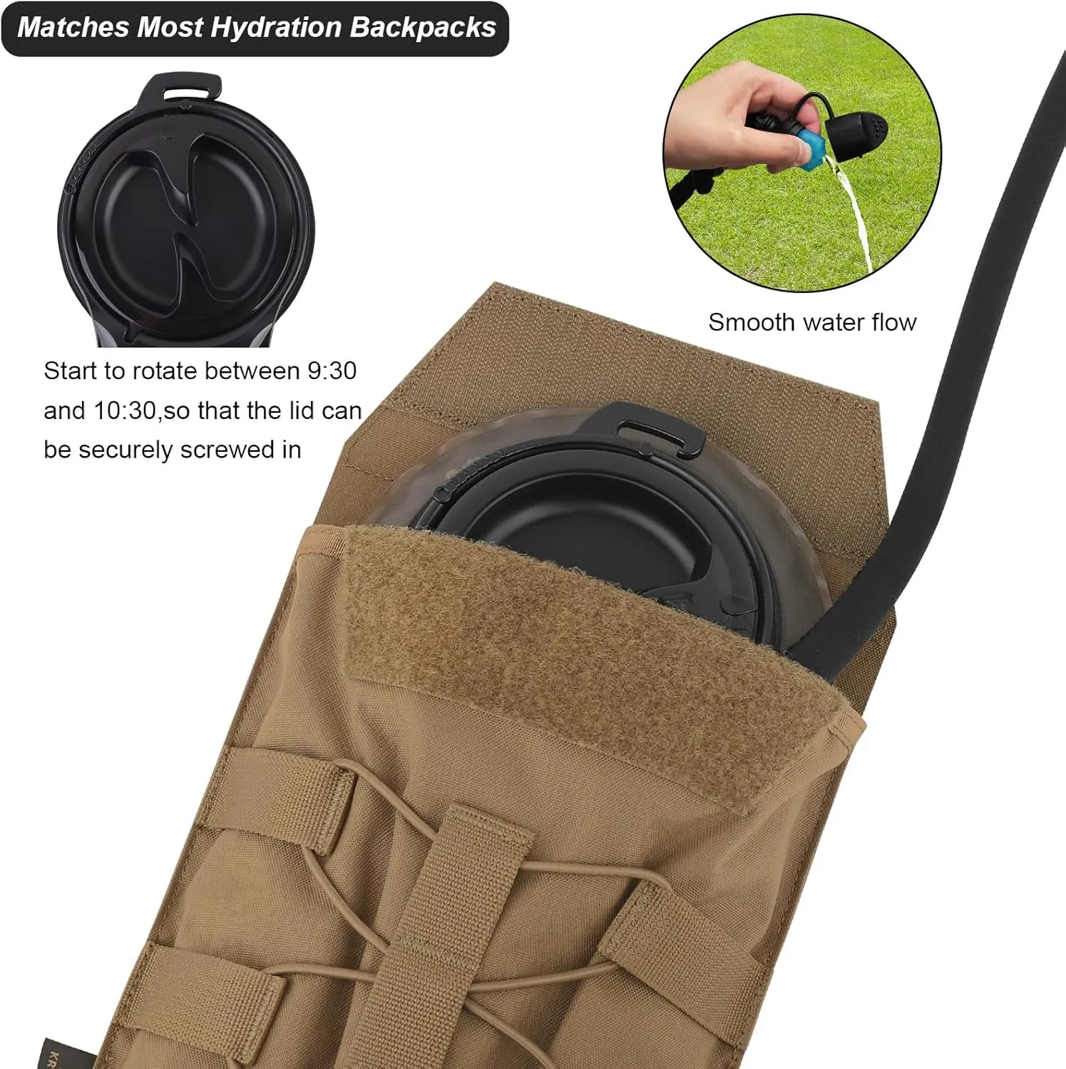 PETAC GEAR 1.5L / 3L Tactical Hydration Pack，Molle Carrier Pouch for 50 oz /100 oz Hydration Bladder Daypack Water Backpack.