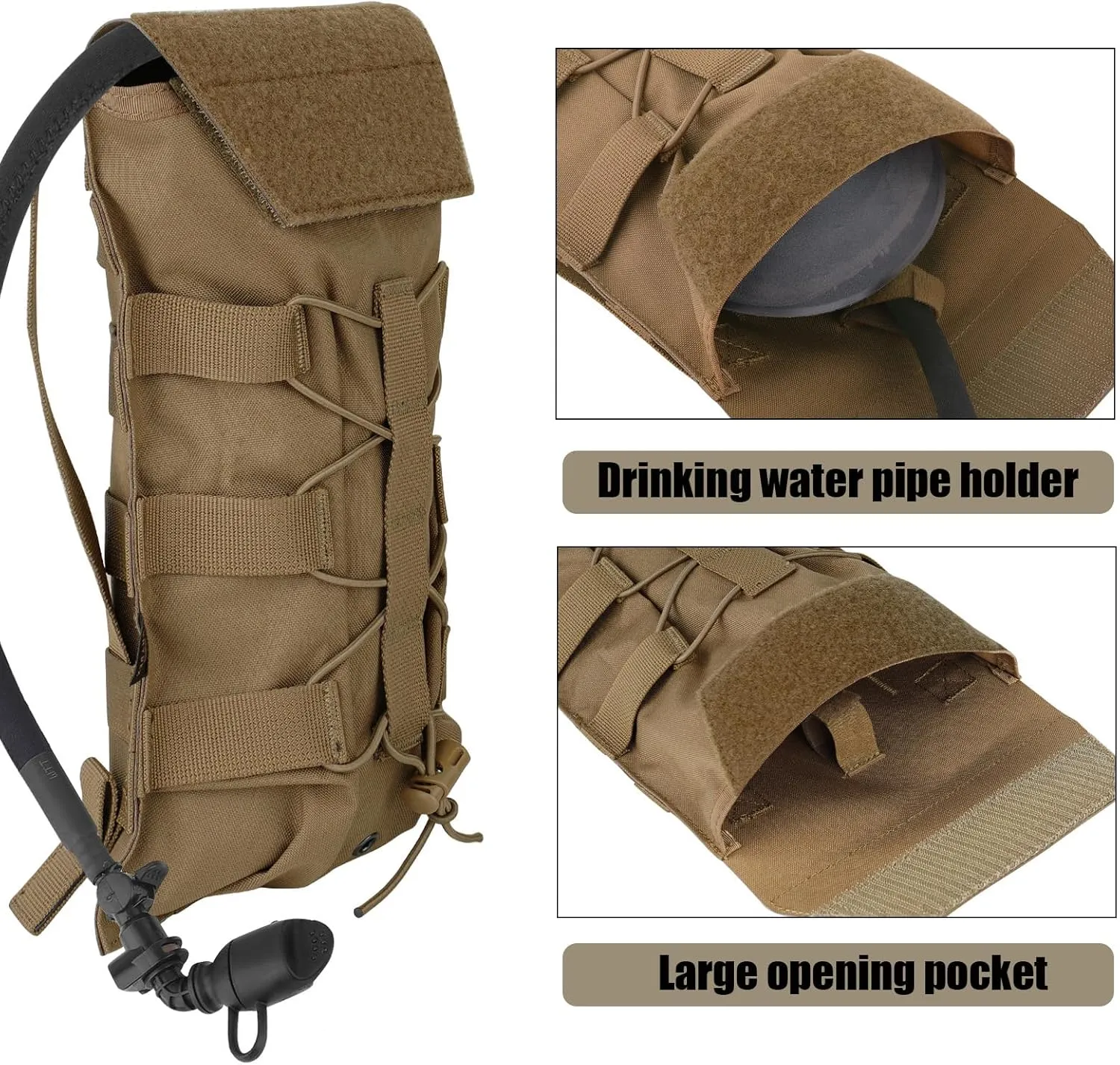 PETAC GEAR 1.5L / 3L Tactical Hydration Pack，Molle Carrier Pouch for 50 oz /100 oz Hydration Bladder Daypack Water Backpack.