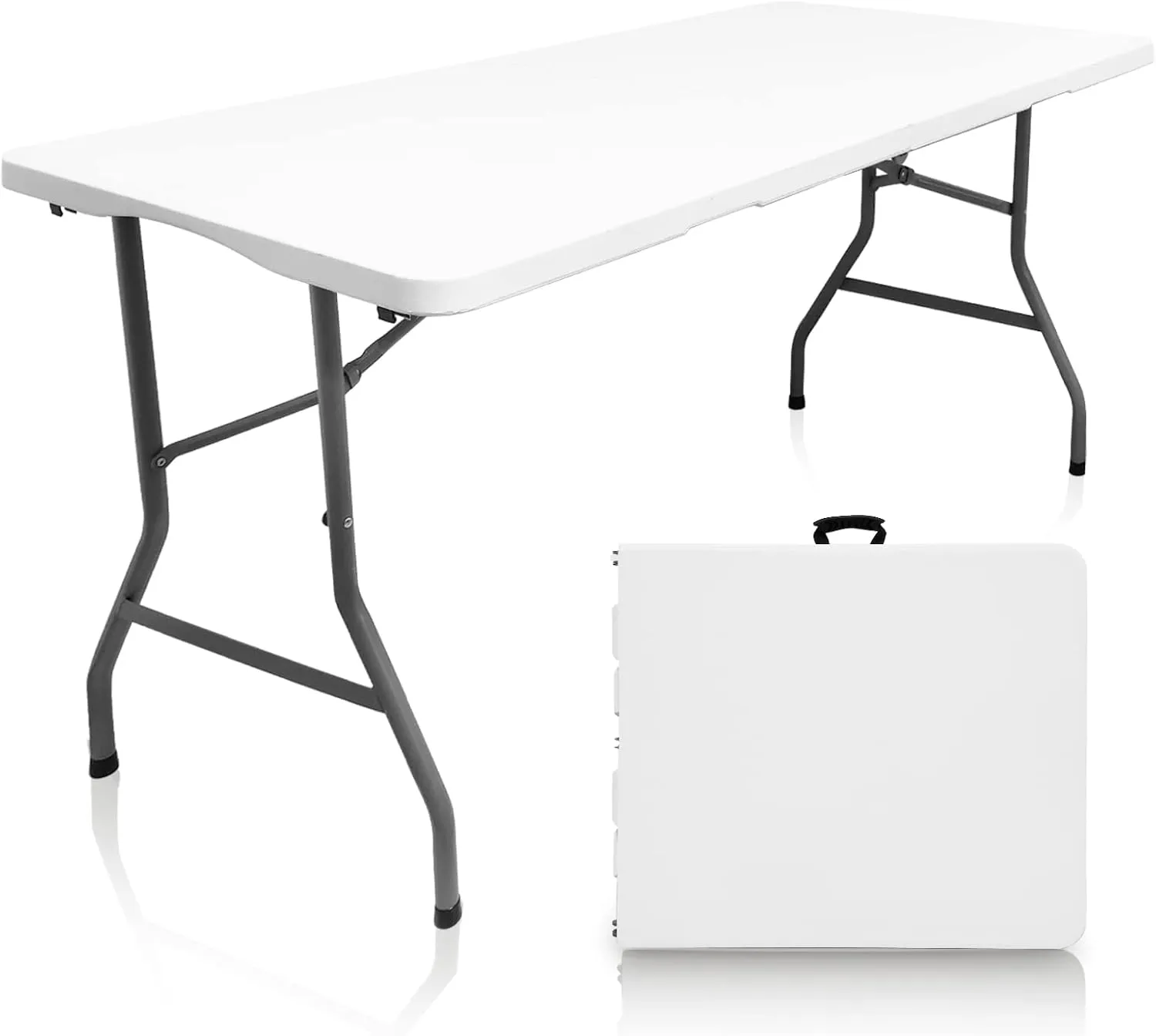 Plastic Folding Table, 5 FT Folding Table, Plastic Portable Tables for Dining Parties Card Picnic Camping, Granite White