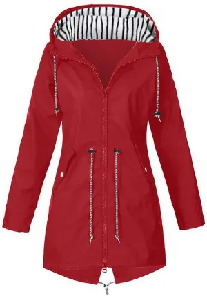 Plus Size Raincoat Women Long Hooded Trench Coats Lined Windbreaker Travel Jacket Outdoor 2023 Long Hooded Jackets