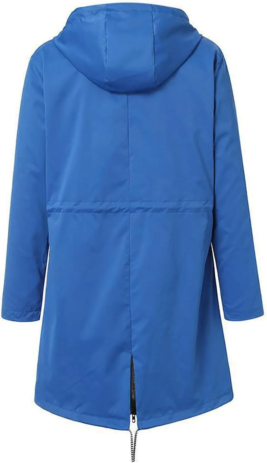 Plus Size Raincoat Women Long Hooded Trench Coats Lined Windbreaker Travel Jacket Outdoor 2023 Long Hooded Jackets