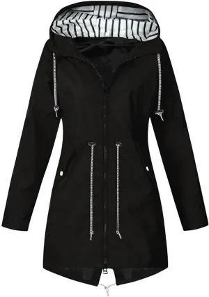 Plus Size Raincoat Women Long Hooded Trench Coats Lined Windbreaker Travel Jacket Outdoor 2023 Long Hooded Jackets