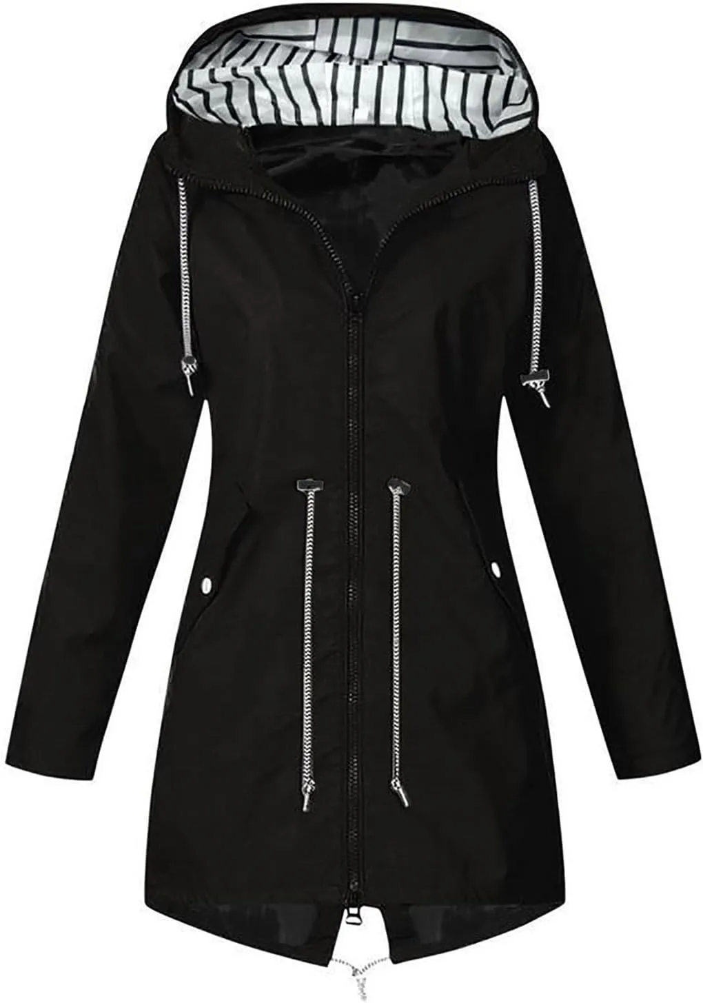 Plus Size Raincoat Women Long Hooded Trench Coats Lined Windbreaker Travel Jacket Outdoor 2023 Long Hooded Jackets