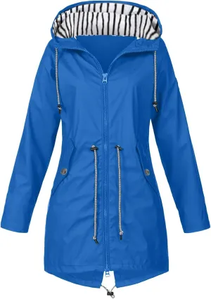 Plus Size Raincoat Women Long Hooded Trench Coats Lined Windbreaker Travel Jacket Outdoor 2023 Long Hooded Jackets