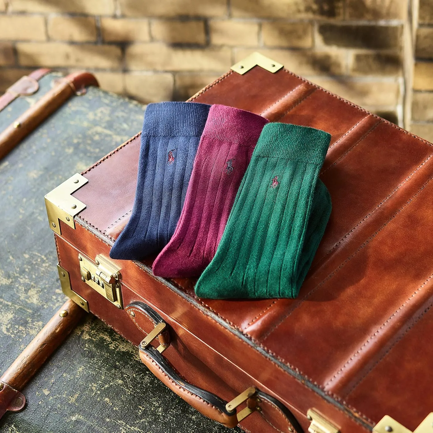 Polo Ralph Lauren Men's Super Soft Ribbed Dress Crew Socks -3 Pair Pack- Lightweight Comfort