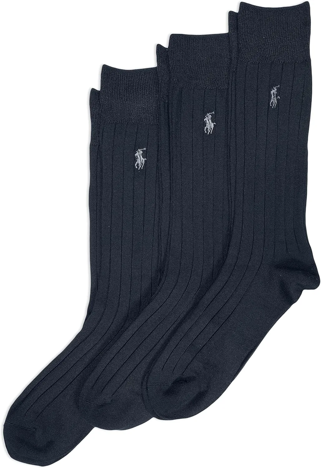 Polo Ralph Lauren Men's Super Soft Ribbed Dress Crew Socks -3 Pair Pack- Lightweight Comfort