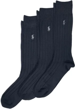 Polo Ralph Lauren Men's Super Soft Ribbed Dress Crew Socks -3 Pair Pack- Lightweight Comfort