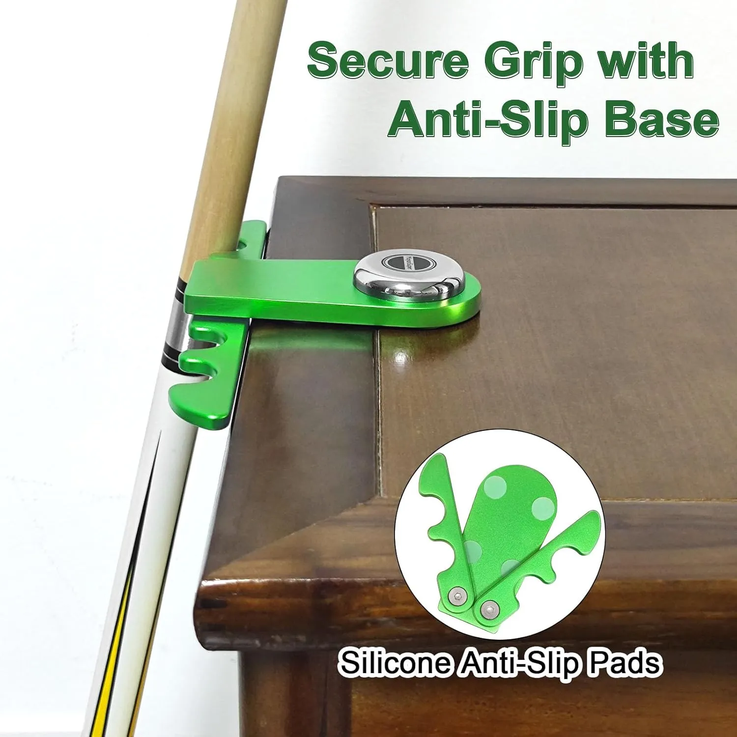 Pool Stick Holder - Portable Cue Stick Holder Weighted 4-Cue Pool Claw Cue Holder for Billiard Table, Green