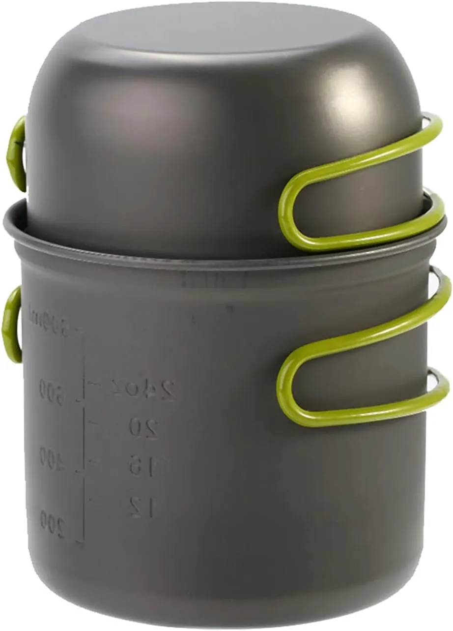 Portable Aluminium Cookware Set Foldable Handles with Storage Bag for Cam Survival, Outdoor Cooking Set, Picnic Tableware.