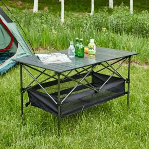Portable Aluminum Folding Table with Carry Bag,Lightweight Roll-Up Rectangular Table for Camping,Picnics,Beach & Backyard, Indoor/Outdoor Use (46.46X27.56X27.56in)