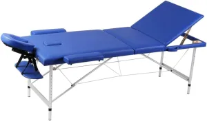 Portable Blue Massage Table with Adjustable Height, Durable Foam Padding, 3 Zones for Comfort, Includes Carrying Bag