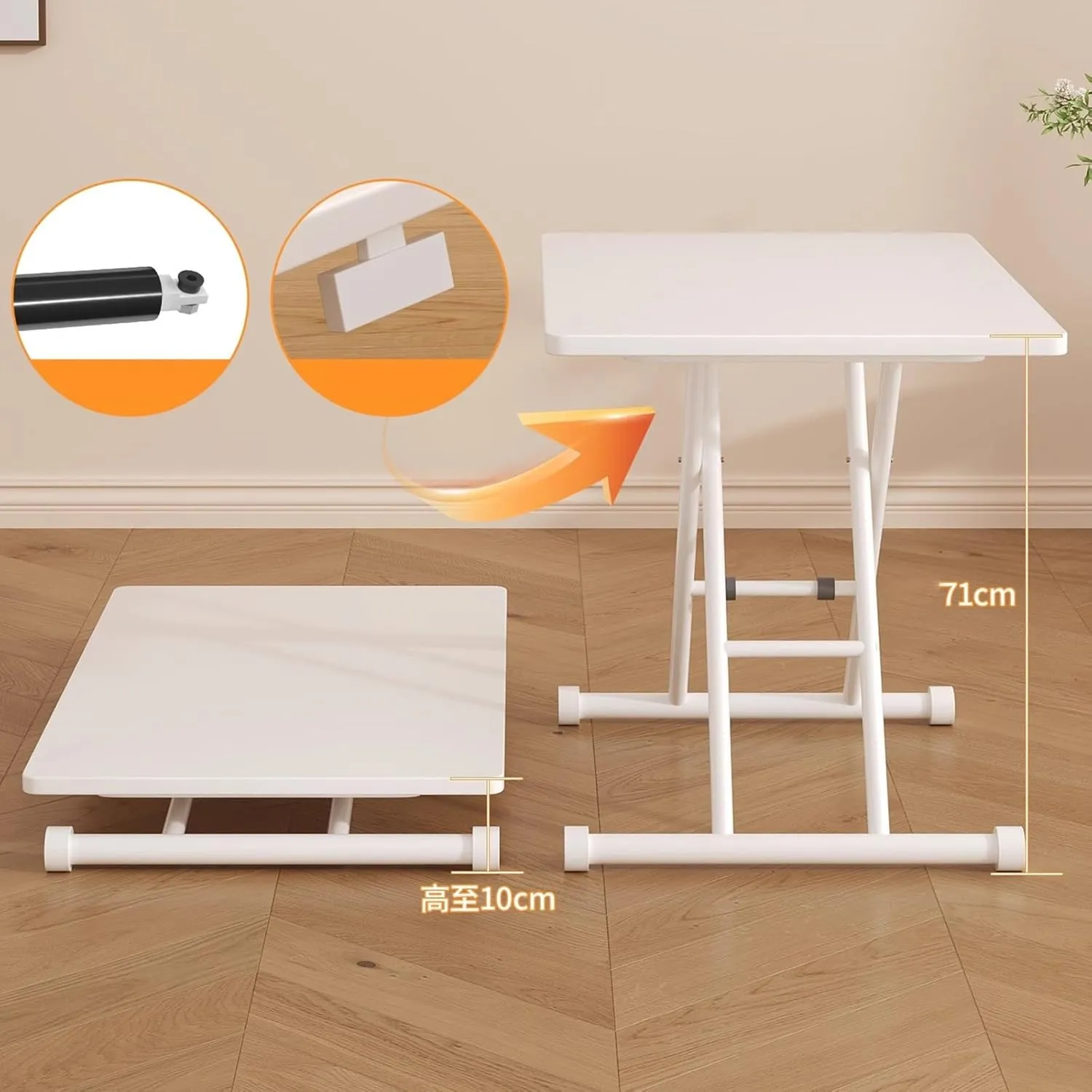 Portable Camping Side Table, Adjustable Height Folding Table, Lightweight Beach Tables, Steel Bracket Roll-up Tables for Outdoor, Picnic, BBQ, Cooking(Black,90x60cm)