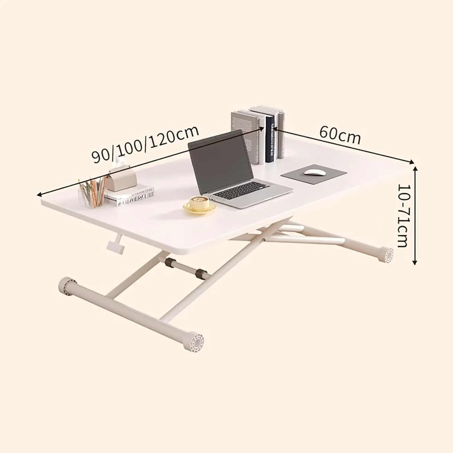 Portable Camping Side Table, Adjustable Height Folding Table, Lightweight Beach Tables, Steel Bracket Roll-up Tables for Outdoor, Picnic, BBQ, Cooking(Black,90x60cm)