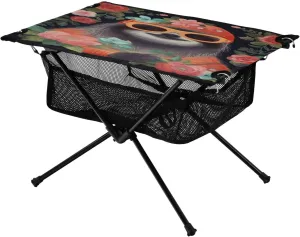 Portable Camping Table Foldable with Mesh Storage Lightweight Compact Camp Tent Side Table for Outside,Camping,Hiking,Tailgating,Sloth