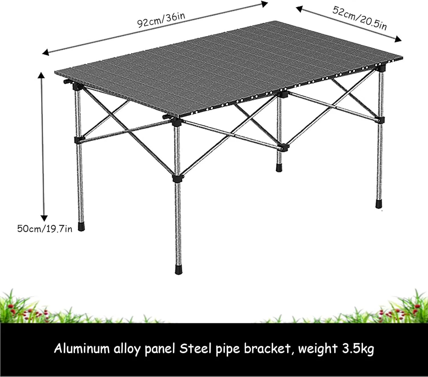 Portable Camping Table for 4-6 People, Roll-Up Lightweight Picnic Table, Easy Setup, Comes with Carrying Bag, Ideal for Outdoor Activities Like Hiking, Backpacking & Fishing Black
