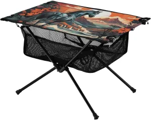 Portable Camping Table Horse and Red Flowers in The Sunset Outdoor Foldable Camp Tables for Outside, Camping, Hiking, Tailgating