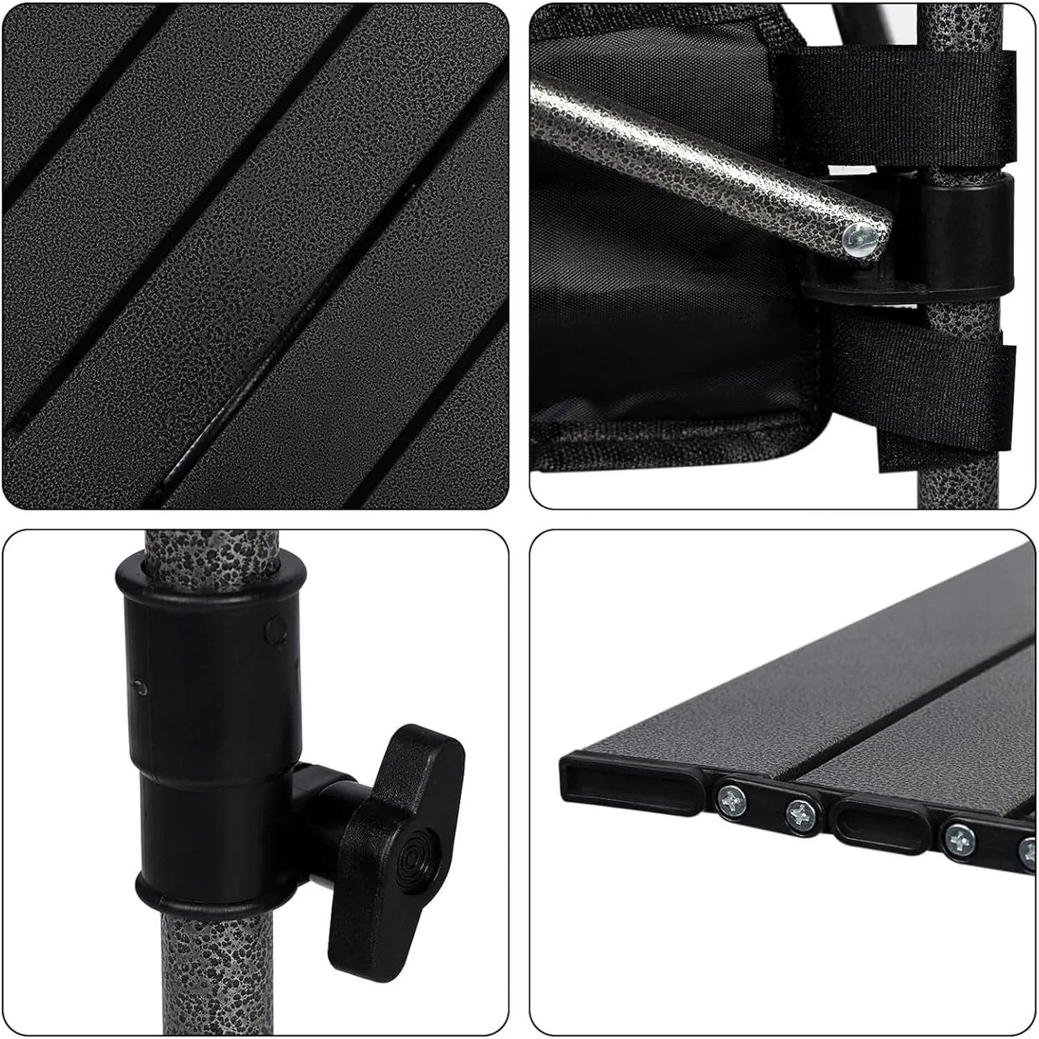 Portable Camping Table, Roll-up Folding Dining Table with Carrying Bag, Aluminum Picnic Camping Table Height Adjustable for Garden Outdoor BBQ Beach Backyard, 4FT, Black
