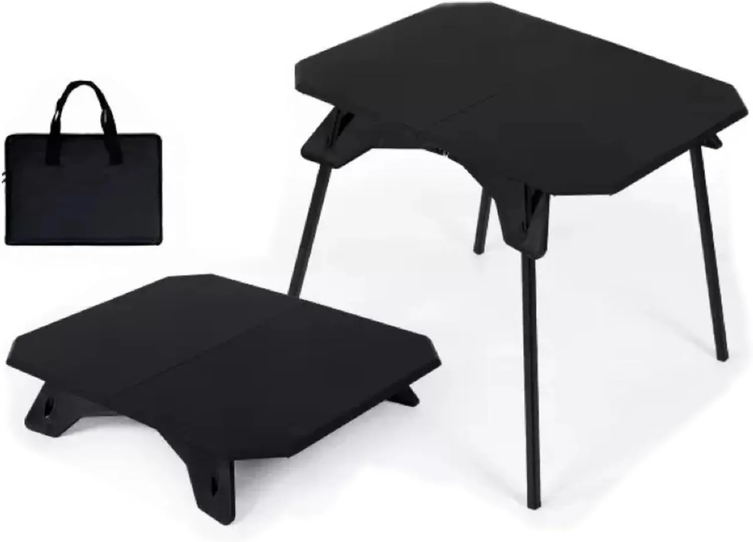 Portable Camping Table with 2 Adjustable Heights – Lightweight Aluminum Foldable Table for Outdoor Cooking, Picnic, BBQ, Patio, Kids (Black)