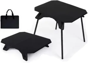 Portable Camping Table with 2 Adjustable Heights – Lightweight Aluminum Foldable Table for Outdoor Cooking, Picnic, BBQ, Patio, Kids (Black)