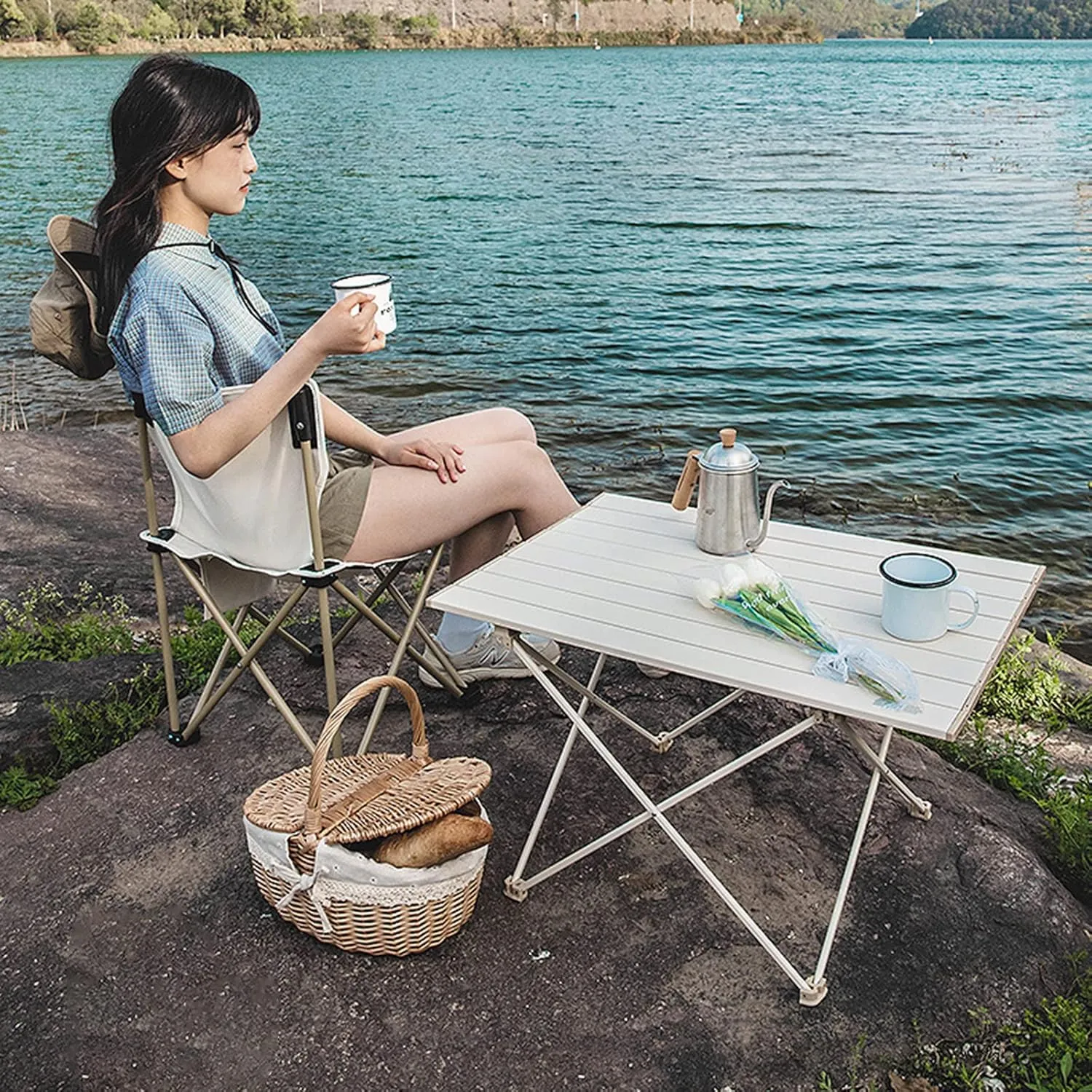 Portable Camping Tables Compact Folding Beachs Tables Camp Tables for Beachs Picnics Cooking Hiking Easy to Install Foldable Camping Table Portable for Picnic Lightweight for Cooking