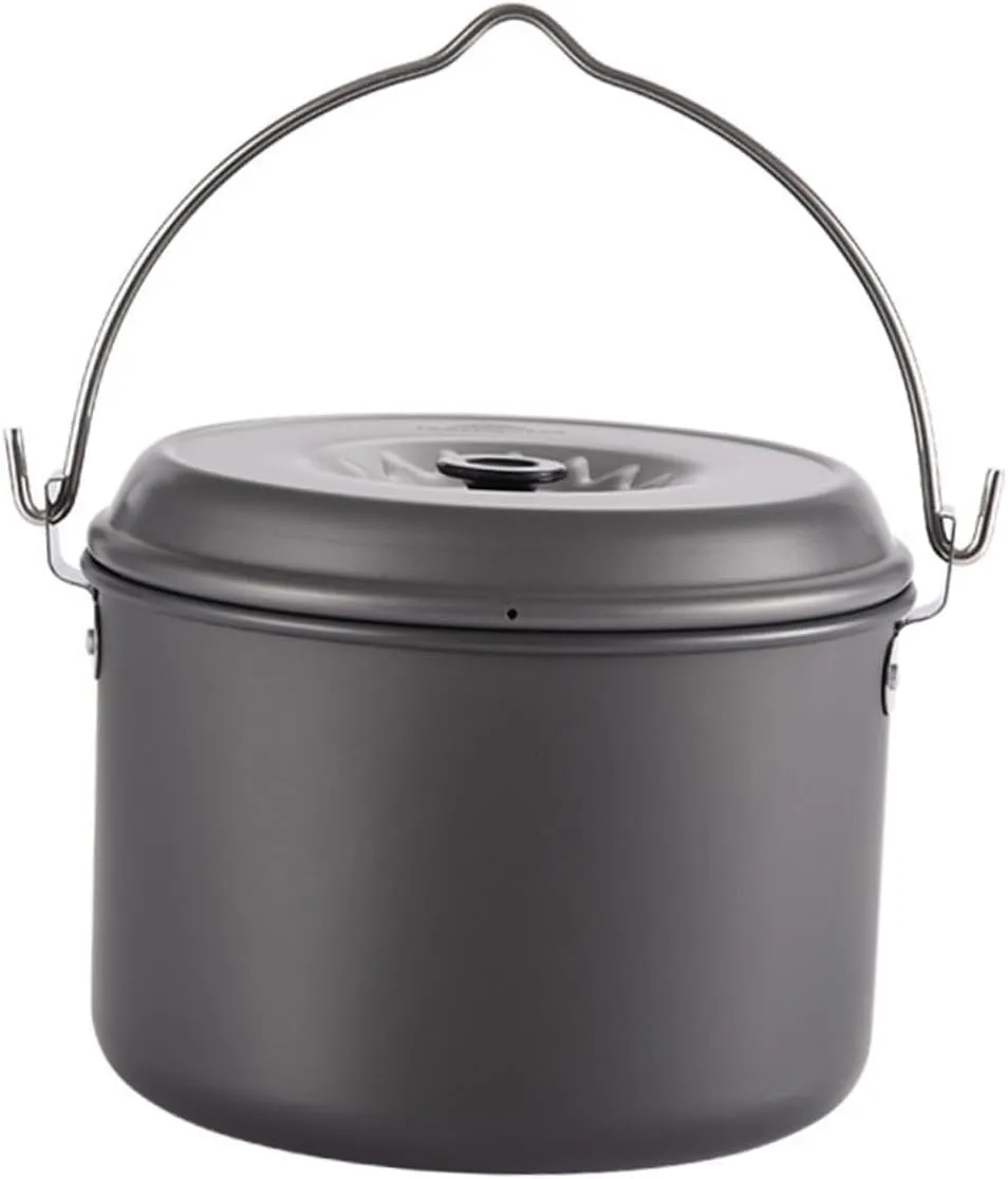 Portable Cooking Pot for Camping Picnic Strong Aluminum Oxide Skillet Handle Lightweight Backpacking Pot Set