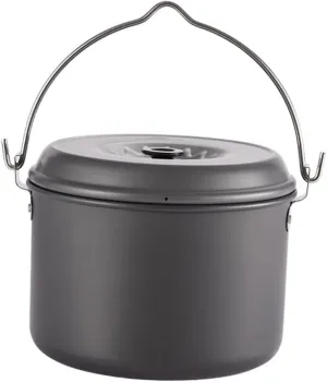 Portable Cooking Pot for Camping Picnic Strong Aluminum Oxide Skillet Handle Lightweight Backpacking Pot Set