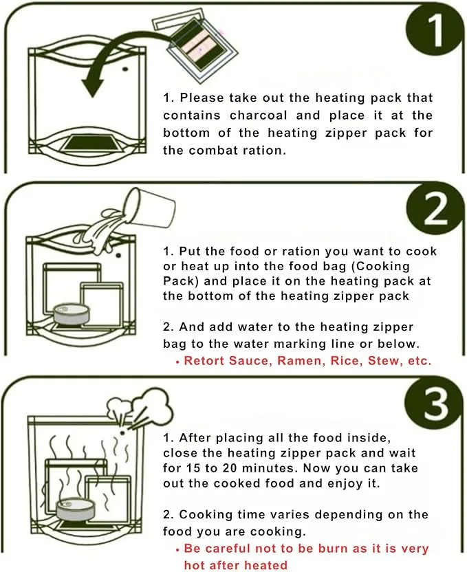 Portable Flameless Heating Pack Kit (3pcs) - Ideal for Camping, Backpacking, Hiking & Emergency Use - MRE Flameless Ration Heater for Outdoor Enthusiasts