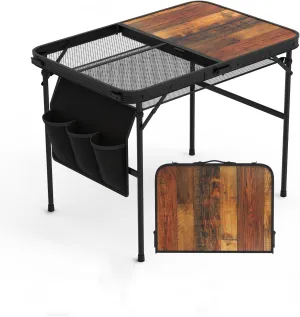 Portable Folding Camping Table - Lightweight Aluminum Compact Picnic Table with Carrying Bag - Adjustable Height, Waterproof Surface for Outdoor, RV, BBQ, Beach, Travel, and Hiking
