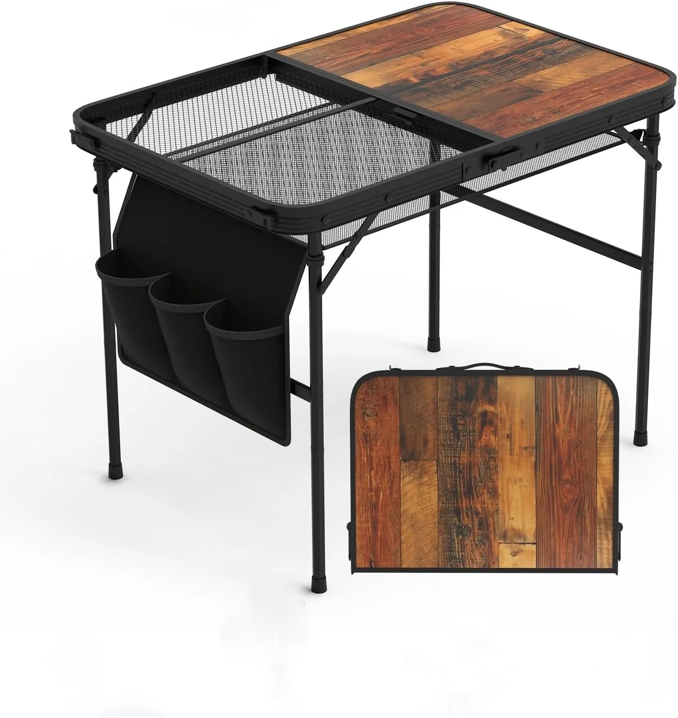 Portable Folding Camping Table - Lightweight Aluminum Compact Picnic Table with Carrying Bag - Adjustable Height, Waterproof Surface for Outdoor, RV, BBQ, Beach, Travel, and Hiking