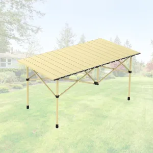 Portable Folding Camping Table, Roll-Up Aluminum Table with Carry Bag, Compact and Lightweight Design for Beach, Travel, and Outdoor Cooking Light Yellow 95×55×50cm/37×21×19.7in
