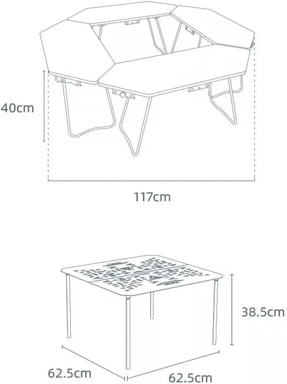 Portable Folding Dining Table for 4-6 People, Steel Outdoor Camping Picnic Table Set, Durable & Waterproof, Stainless Steel, Ideal for BBQ & Parties