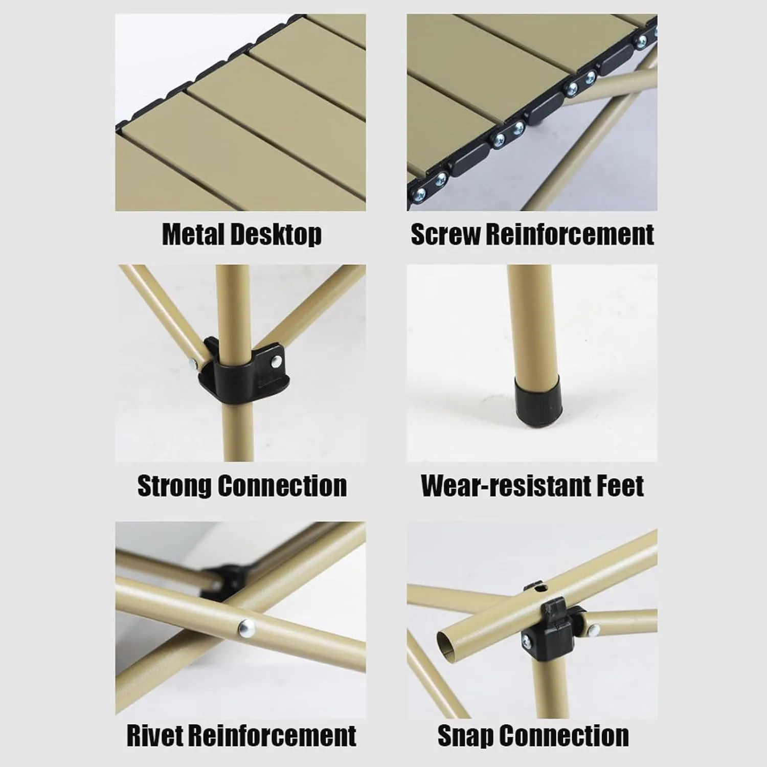 Portable Folding Table and Chairs, Carbon Steel Foldable Table Top Small Picnic Table Lightweight Oxford Cloth Camping Chair Set for Outdoor Garden, Black-120cm-7pcs