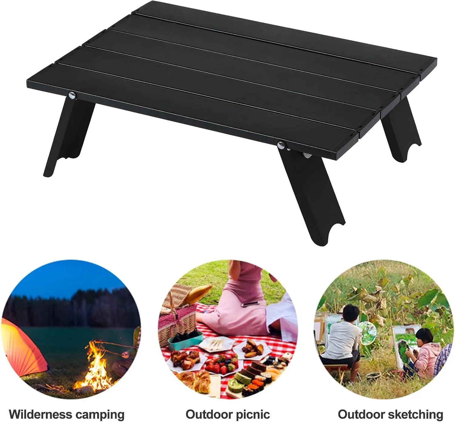 Portable Folding Table Camping Ultralight Aluminum Solid Construction Strong Load-Bearing High Stability Mini Size Collapsible