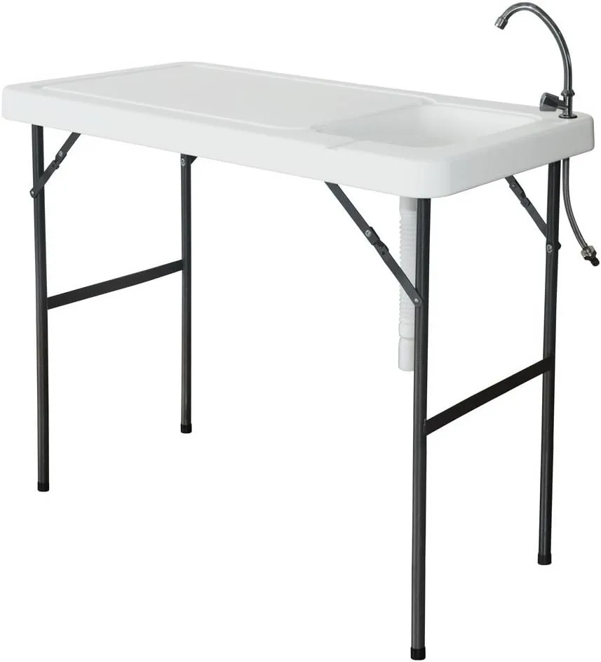 Portable Folding Table Fish Fillet Hunting Cleaning Cutting Camping Picnic Outdoor Gardening Table with Sink Faucet