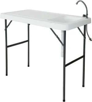 Portable Folding Table Fish Fillet Hunting Cleaning Cutting Camping Picnic Outdoor Gardening Table with Sink Faucet